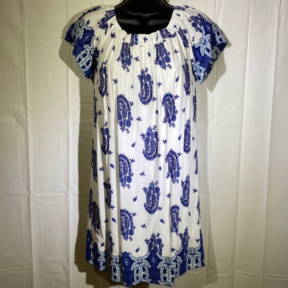 Blue & White Paisley Dress